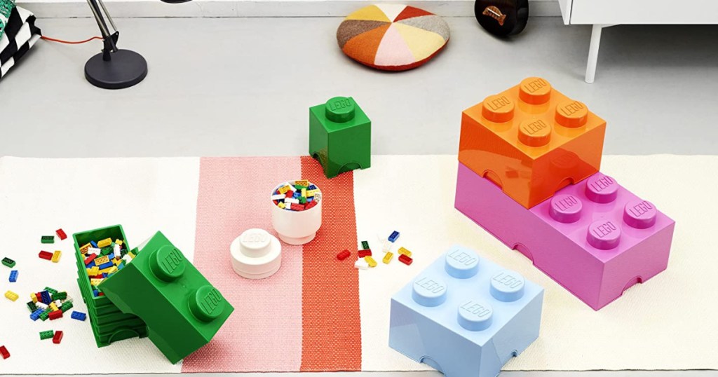 livingroom with giant lego storage caddies