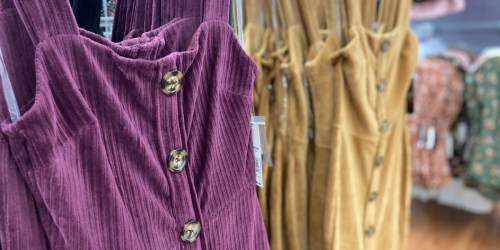 Juniors No Boundaries Corduroy Button-Front Dresses Only $10.96 at Walmart