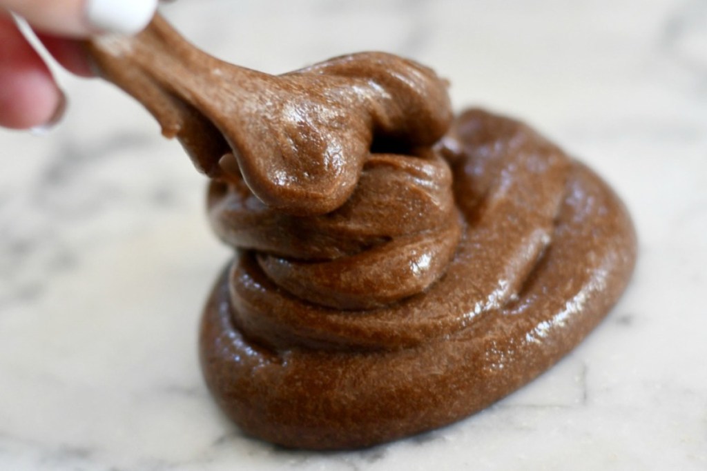 brown slime on marble counter