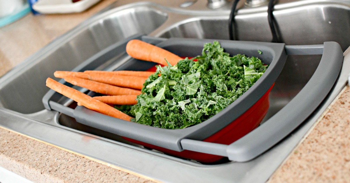 sink with colander with handles