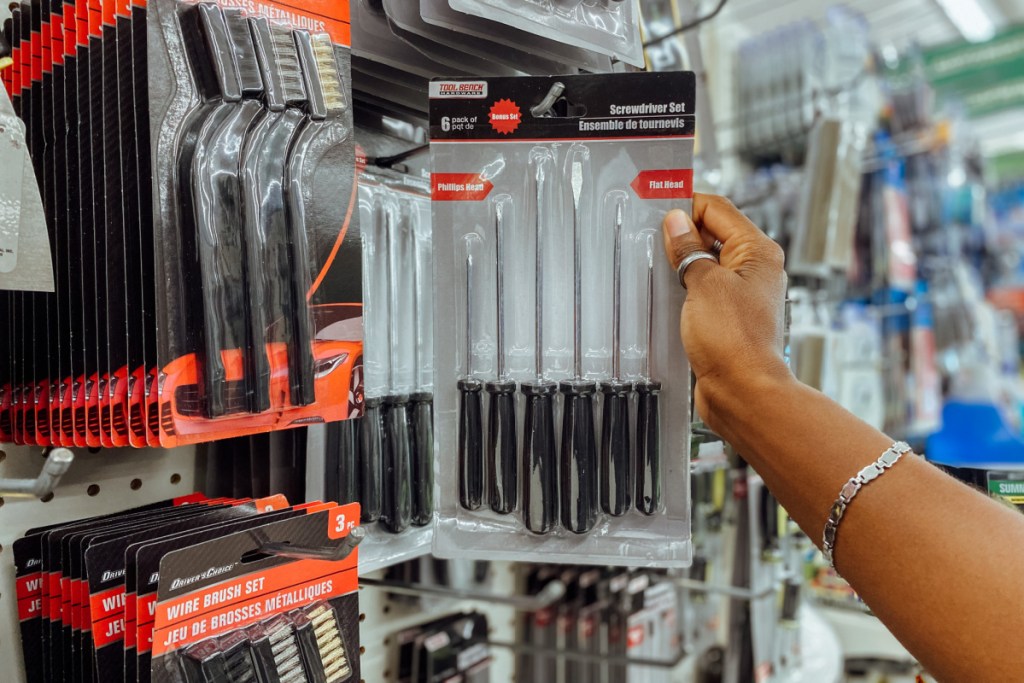 tools on display at dollar tree