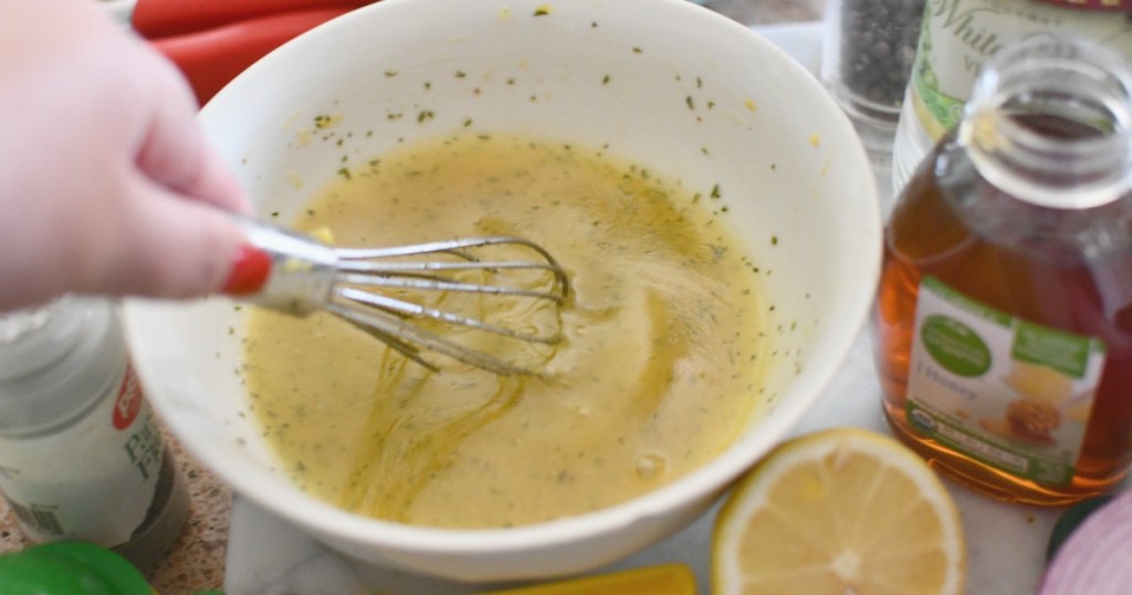 whisking honey lemon salad dressing