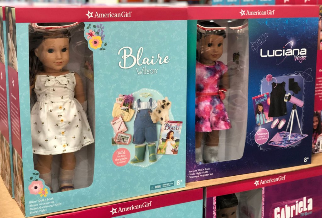 two American Girl doll sets on display at Costco