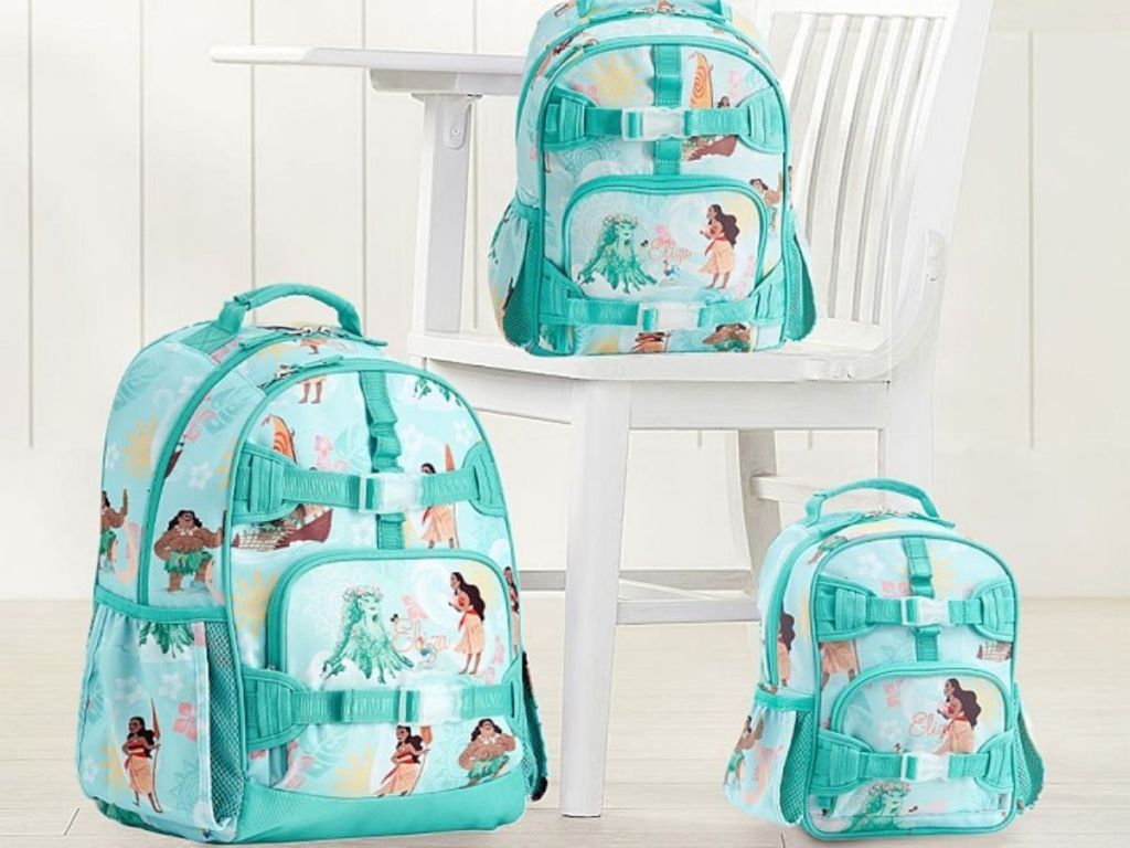 three sizes of backpacks featuring Disney's Moana