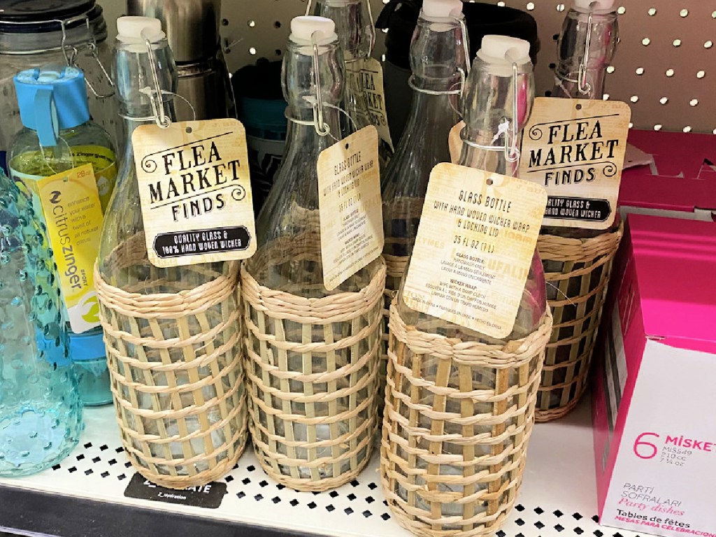 Glass Bottles with Wicker Wrap & Locking Lid