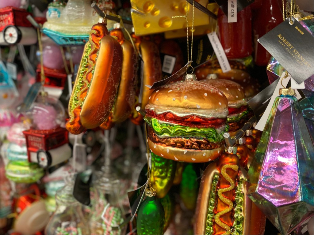 food ornaments hanging in store