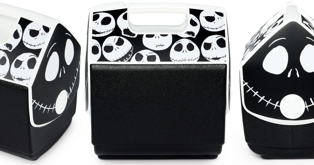 black igloo playmate cooler with jack skellington print all over the lid