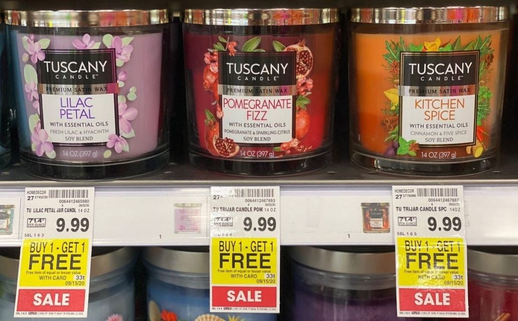 14oz jar candles on shelf at Kroger