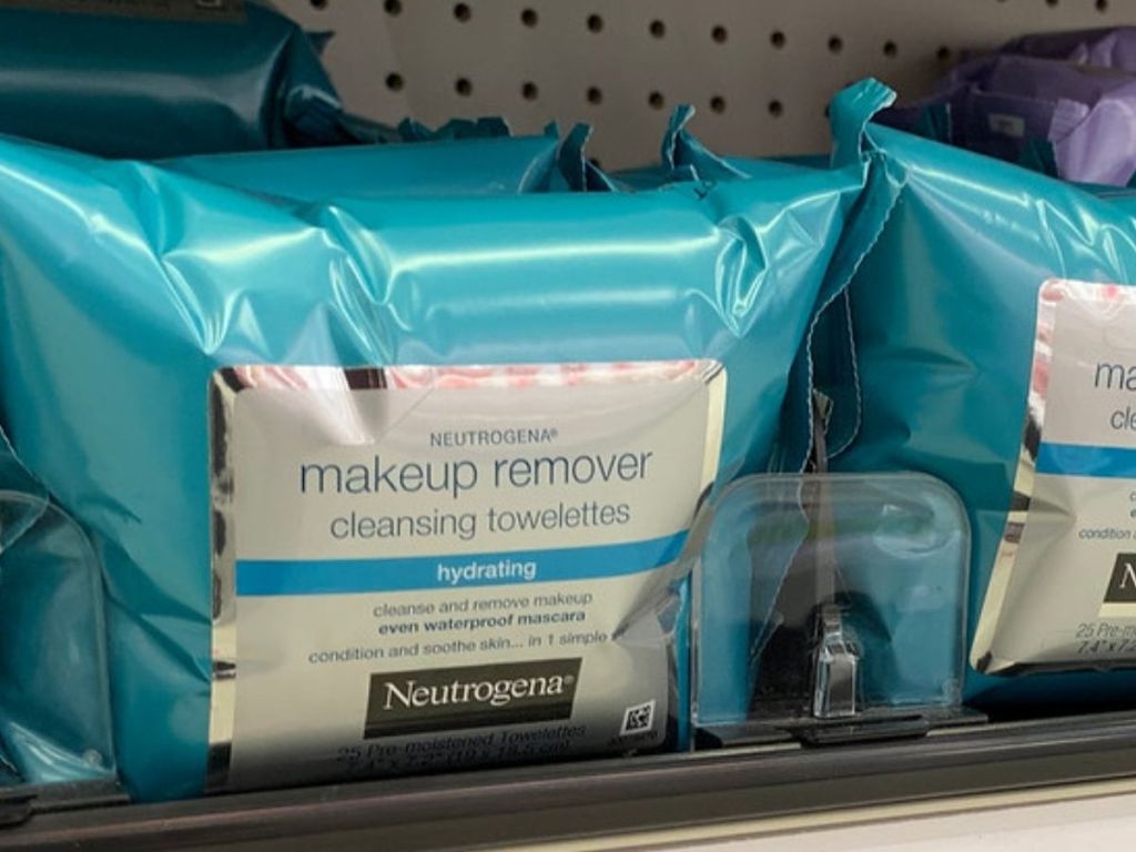 Neutrogena Hydrating Wipes on store shelf