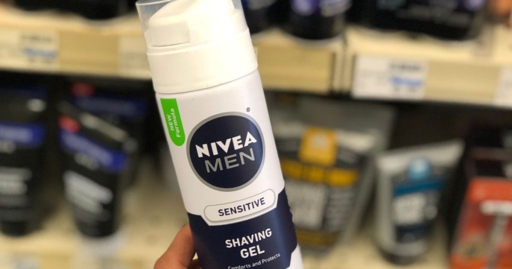 hand holding nivea shave gel