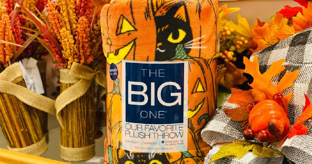 The Big One Halloween Plush Throw around fall decor