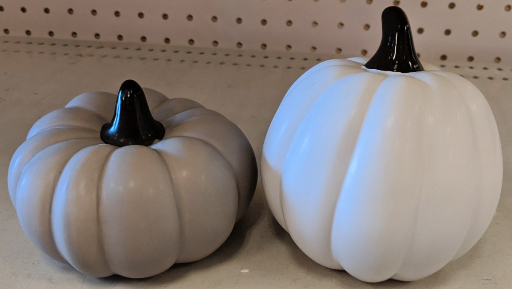 ceramic pumpkins in dollar spot at Target