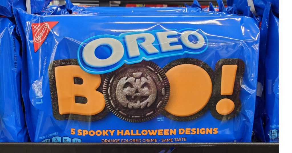 Oreo brand cookies in packaging with orange filling