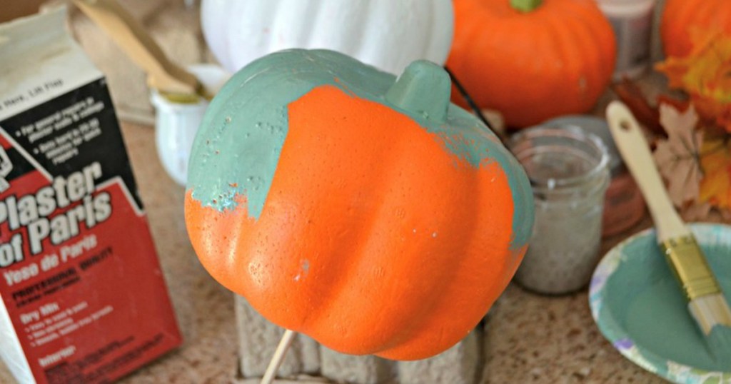 painting dollar tree pumpkin 