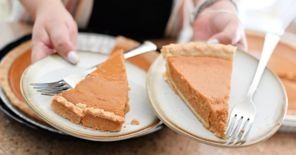 plate with two slices of pie