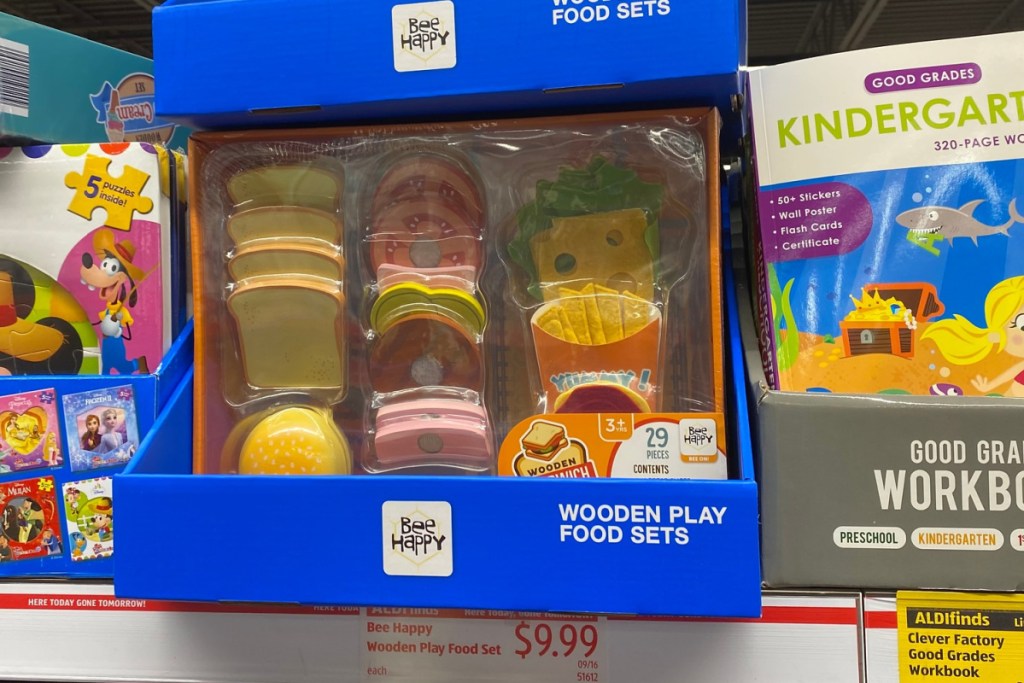 play food at ALDI burger set on shelf