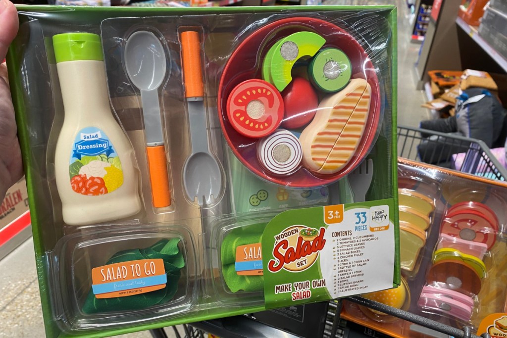 play food salad set on shelf