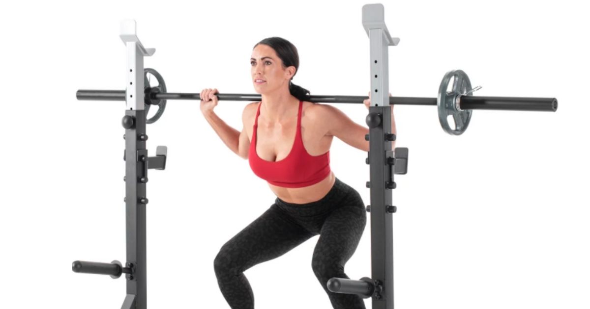 woman using home gym 