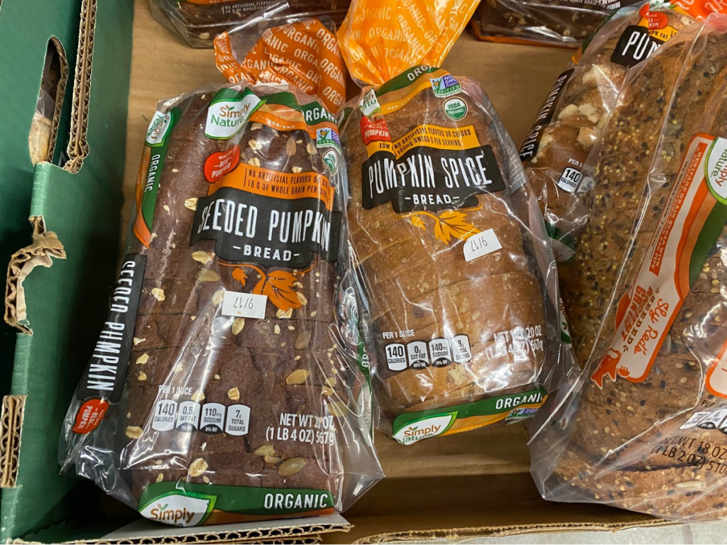 loaves of bread sitting in store display