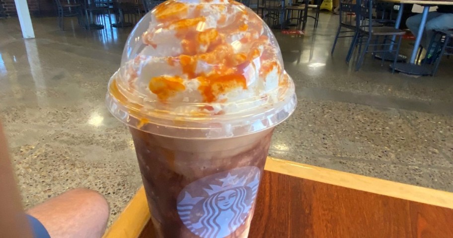 starbucks cup with a frappuccino