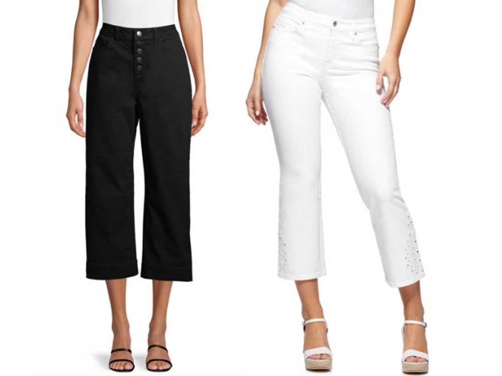 models wearing wide leg capri jeans