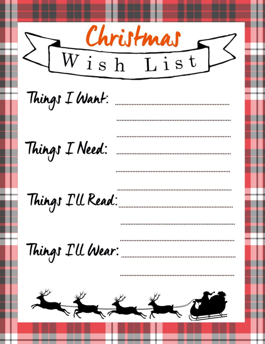 christmas wish list printable