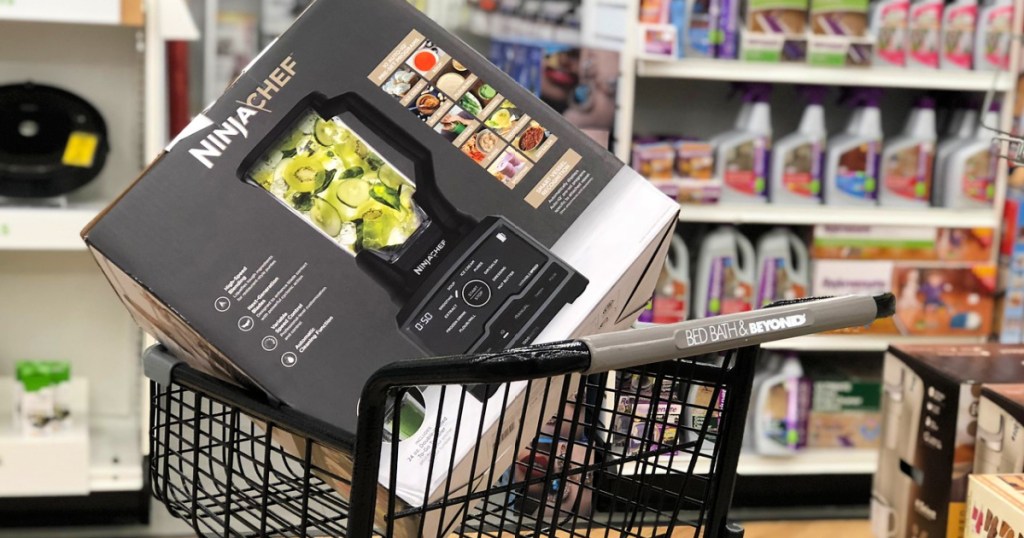 Bed Bath and Beyond shopping cart with ninja blender