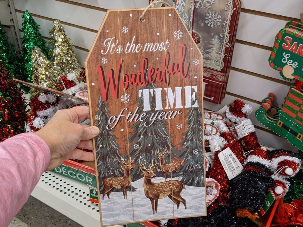 Dollar Tree holiday sign with deer 