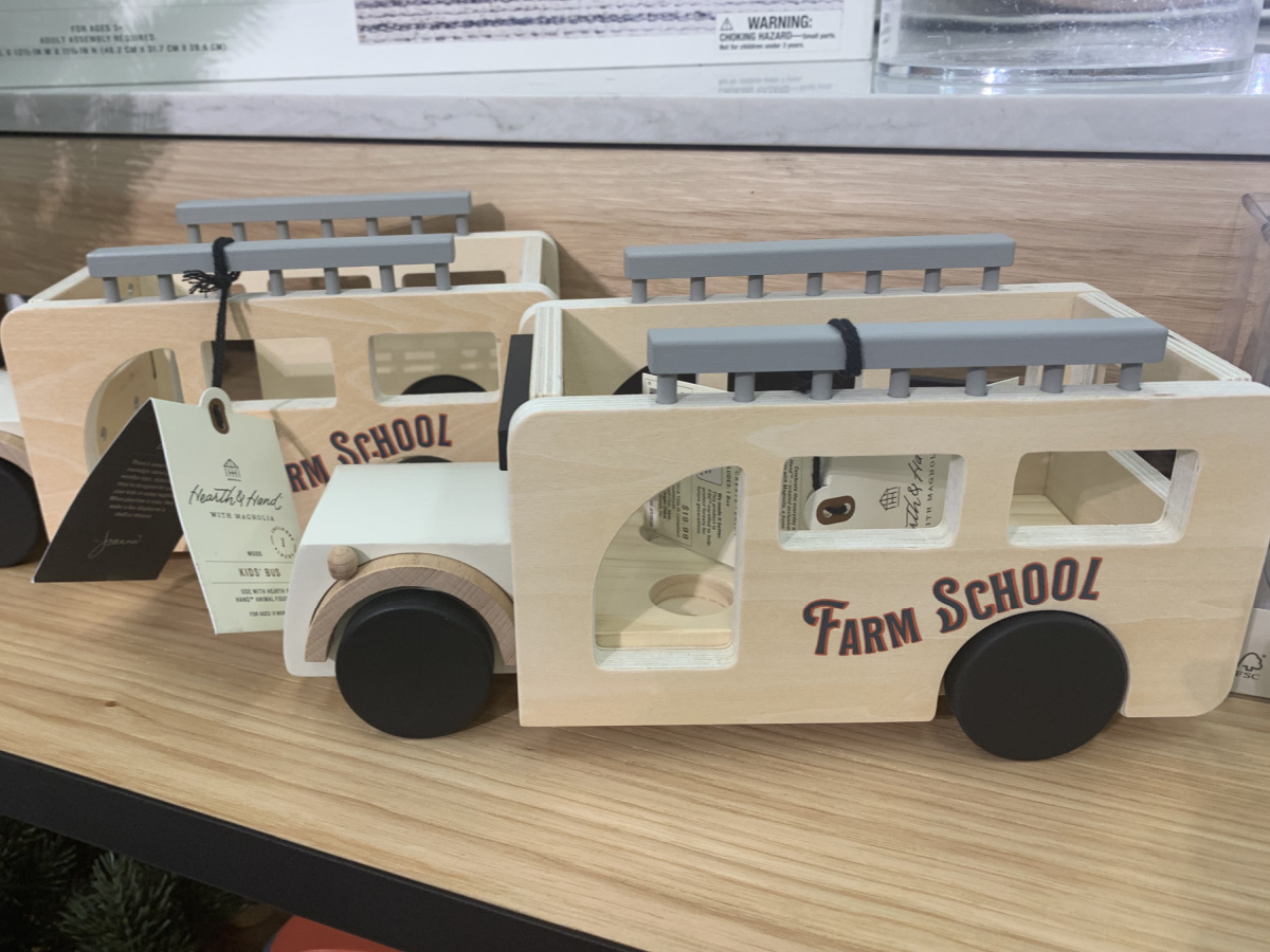 Hearth & Hand with Magnolia kids wooden toy school bus at target 