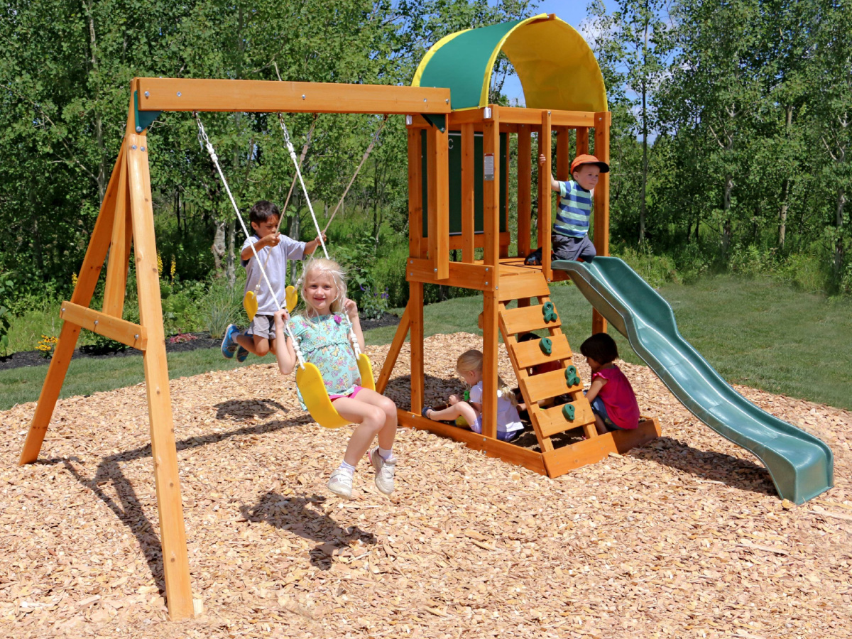 kids on swing set