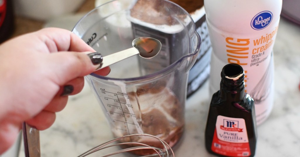 adding vanilla to whipped chocolate