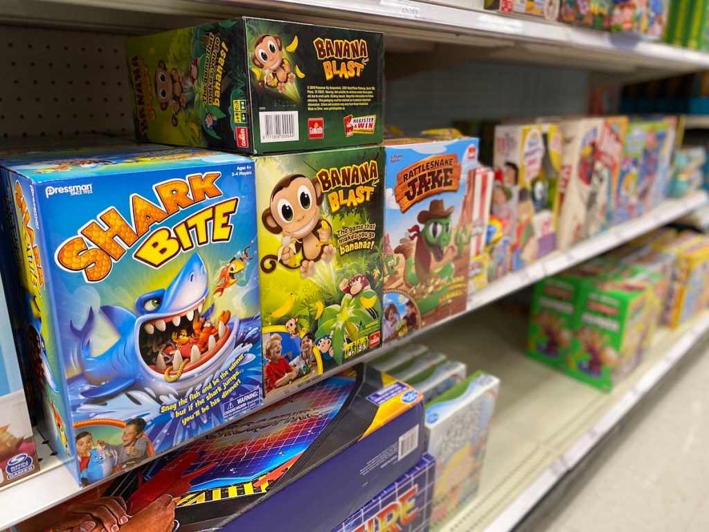 shelf with board games at target