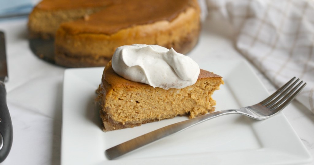 pumpkin cheesecake with cinnamon whipped cream