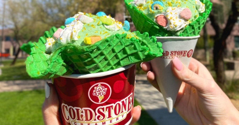 Coldstone Lucky Charms Ice Cream & Green Waffle Cones Are Back