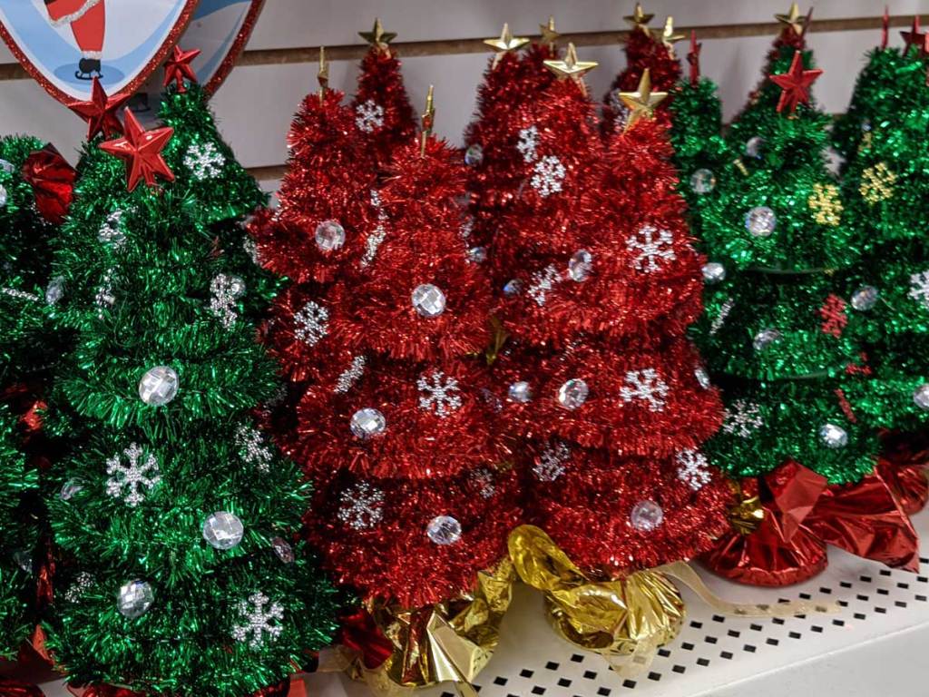 christmas tinsel trees