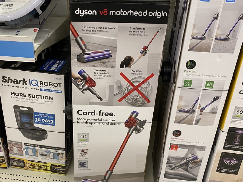 vacuum cleaner in box on store shelf