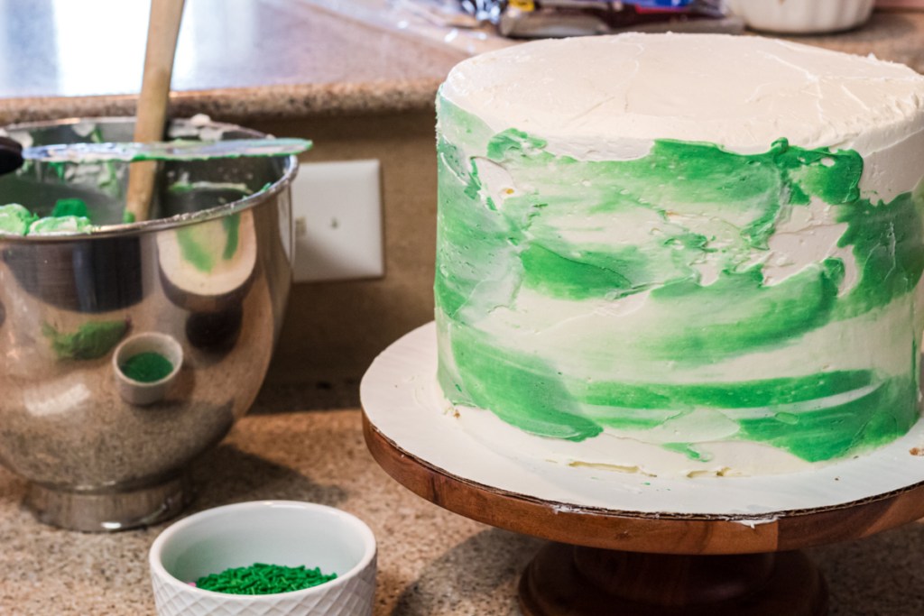 green buttercream icing applied