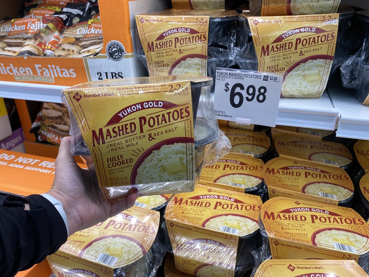 Sam's Club Thanksgiving - holding mashed potatoes