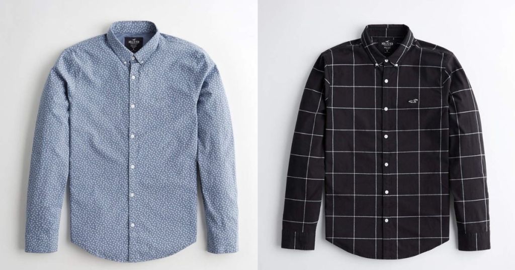 floral blue and black check poplin shirts