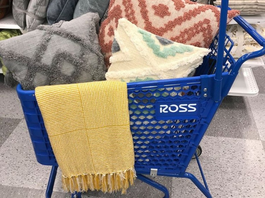 pillows and blankets in Ross shopping cart