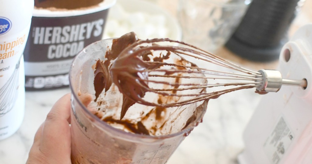 whipping hot chocolate with hand mixer whisk