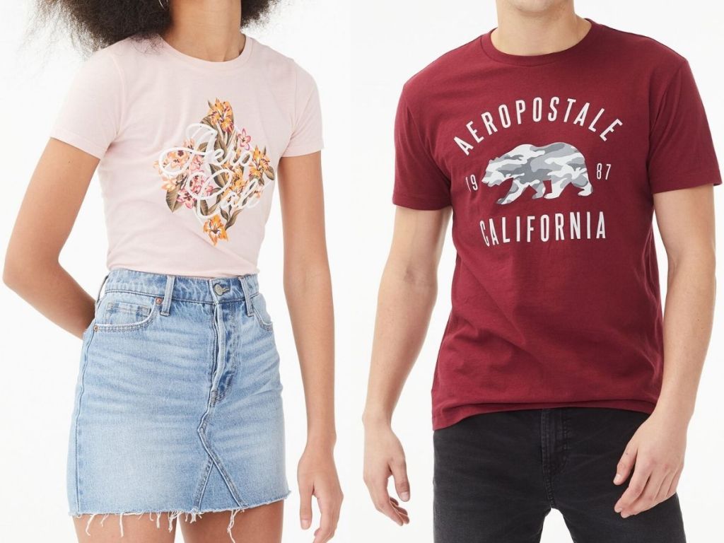 Girl and Boy wearing Aeropostale Graphic Tees