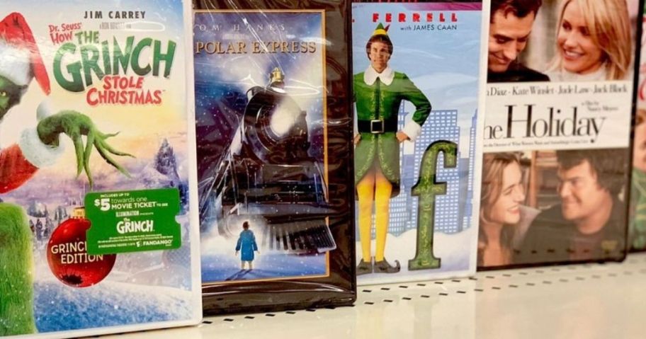 Christmas-Movies on shelf