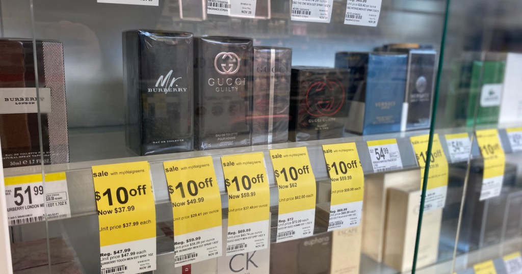 perfume on shelf 