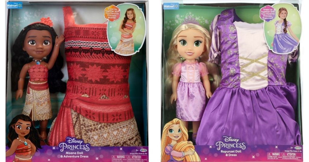 Disney Moana and Rapunzel Doll and Dress Sets