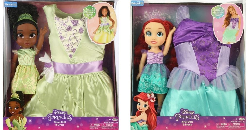 Disney Tiana and Ariel Doll and Dress Sets