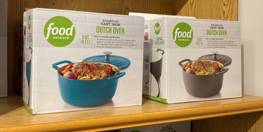 dutch ovens on a shelf at Kohl's