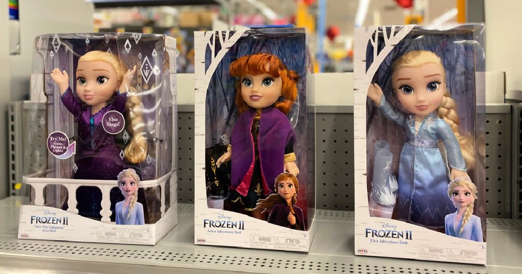 Frozen II Dolls on shelf at store