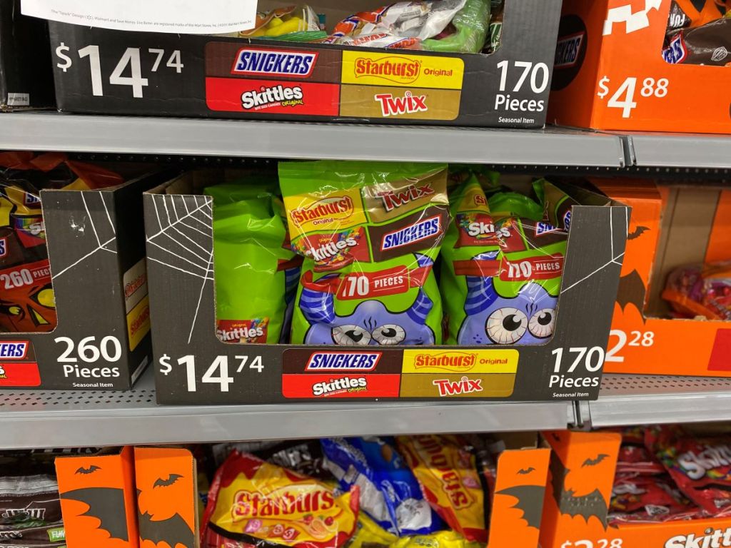 display of Halloween candy at Walmart