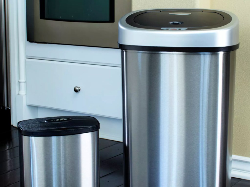 Nine Stars Stainless Steel Sensor Trash Can Set